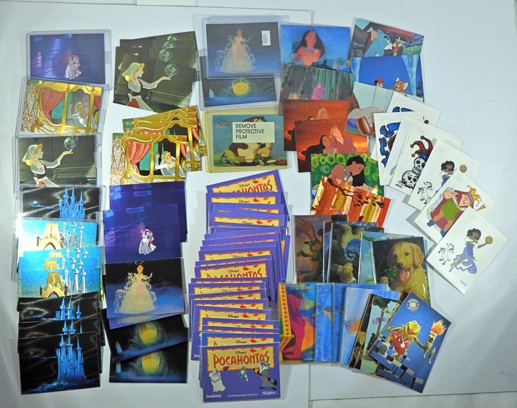Vintage Collector Cards: Pocahontas, Cinderella,: Tom & Jerry, Muppets, Hunchback of Notre Dame, Hildebrandt II Comic Images; With Hunchback of Notre Dame Heat Transfer Cards; (81 Total Cards); Good Conditions.