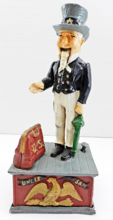 VINTAGE CAST IRON COIN MECHANICAL UNCLE SAM BANK (1 of 7)