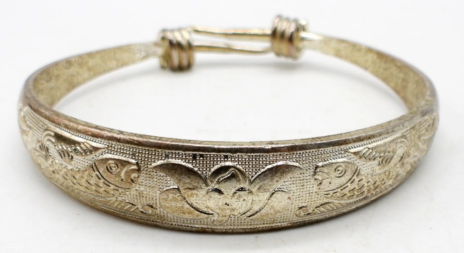 COY FISH STERLING BANGLE: 23.5DWT, EXPANDING BANGLE, 3IN WIDE, STUNNING BANGLE