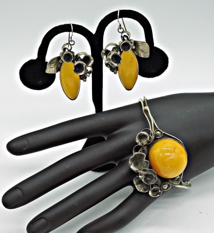 Sterling Cuff Bracelet and Earrings Set (1 of 4)