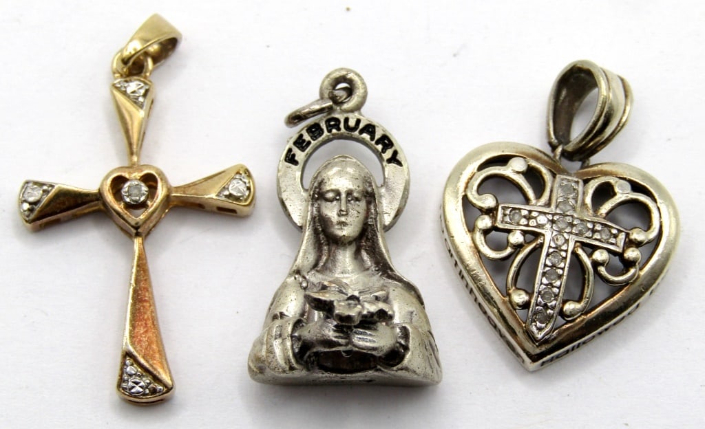 (3) RELIGIOUS STERLING PENDANTS (1 of 2)