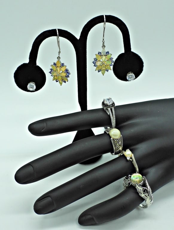 Sterling Mixed Gemstone Ring & Earring Set (1 of 4)