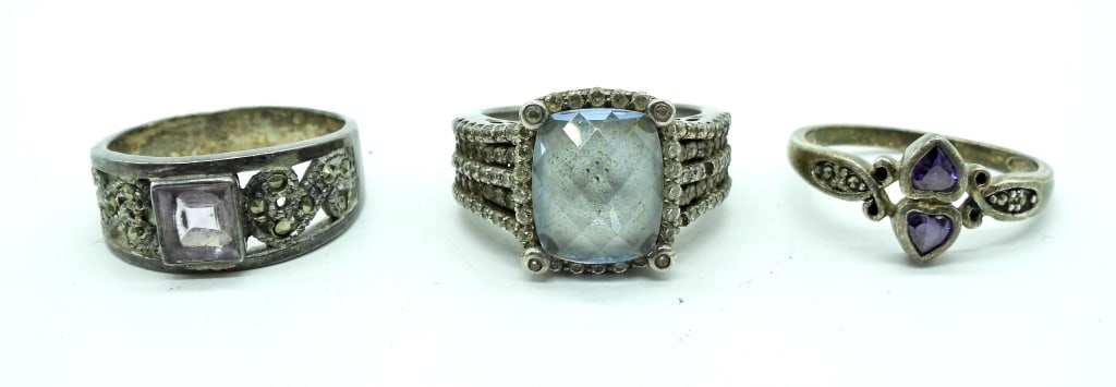 Vintage Sterling Mixed Gemstone Ring Set (1 of 3)