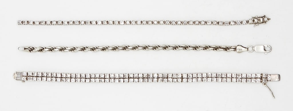 (3) 7" STERLING SILVER TENNIS BRACELETS (1 of 2)