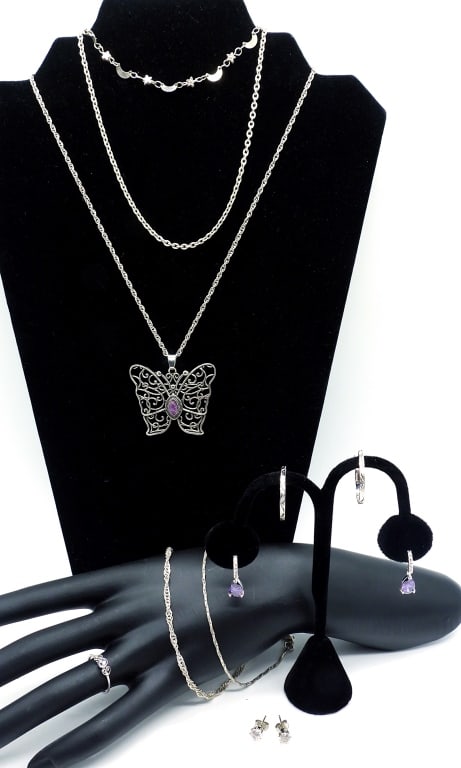 Silver Tone Butterfly Necklace, Earrings, & More (1 of 4)