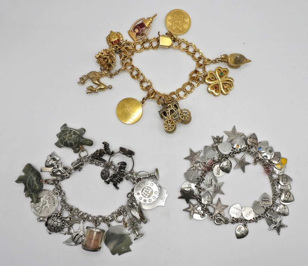 (3) Vintage Charm Bracelets - Loaded with CHARMS (1 of 4)