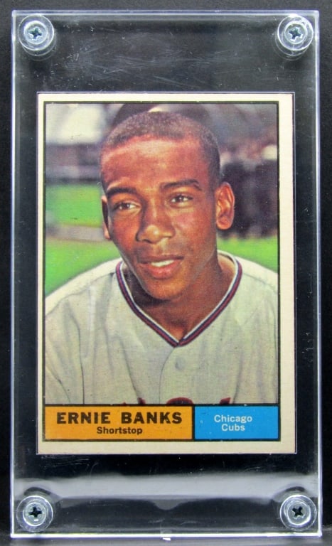1961 TOPPS #350 ERNIE BANKS: NICE EX - GREAT COLOR & GLOSS in SCREWDOWN