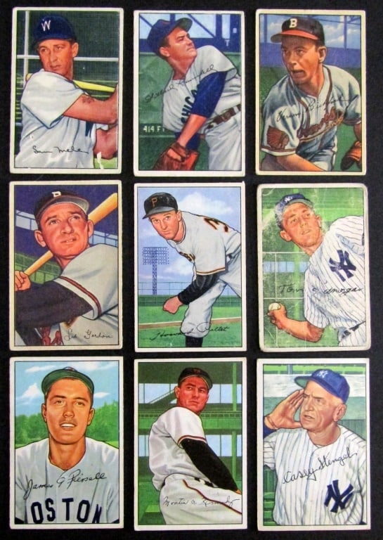 (9) 1952 BOWMAN BASEBALL CARD LOT (1 of 2)