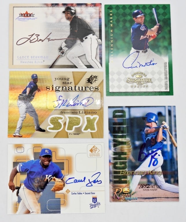 (5) AUTO BASEBALL CARDS - ALL DIFFERENT (1 of 2)