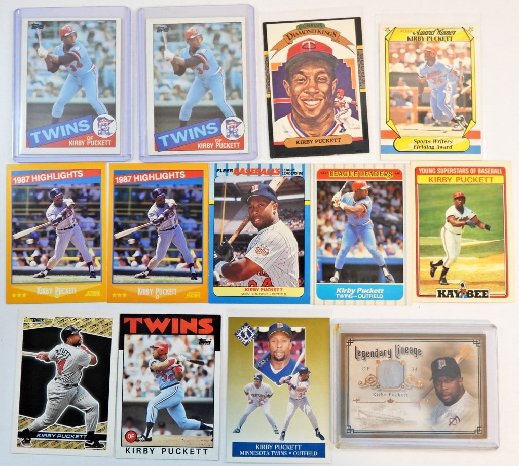(2) KIRBY PUCKETT ROOKIE & (11) CARDS: (1) SWATCH CARD & OTHERS