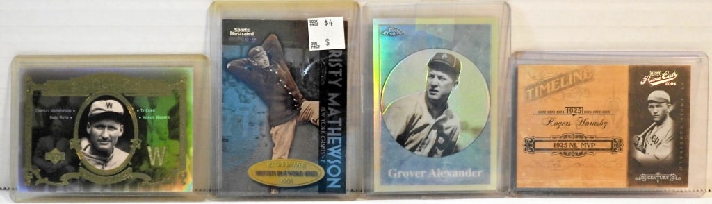 HORNSBY, MATHEWSON, JOHNSON &: GROVER ALEXANDER (4) PREMIUM CARDS