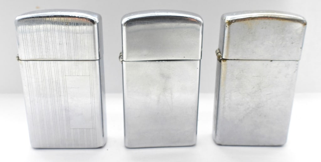 (3) SLIM ZIPPO LIGHTERS (1 of 4)
