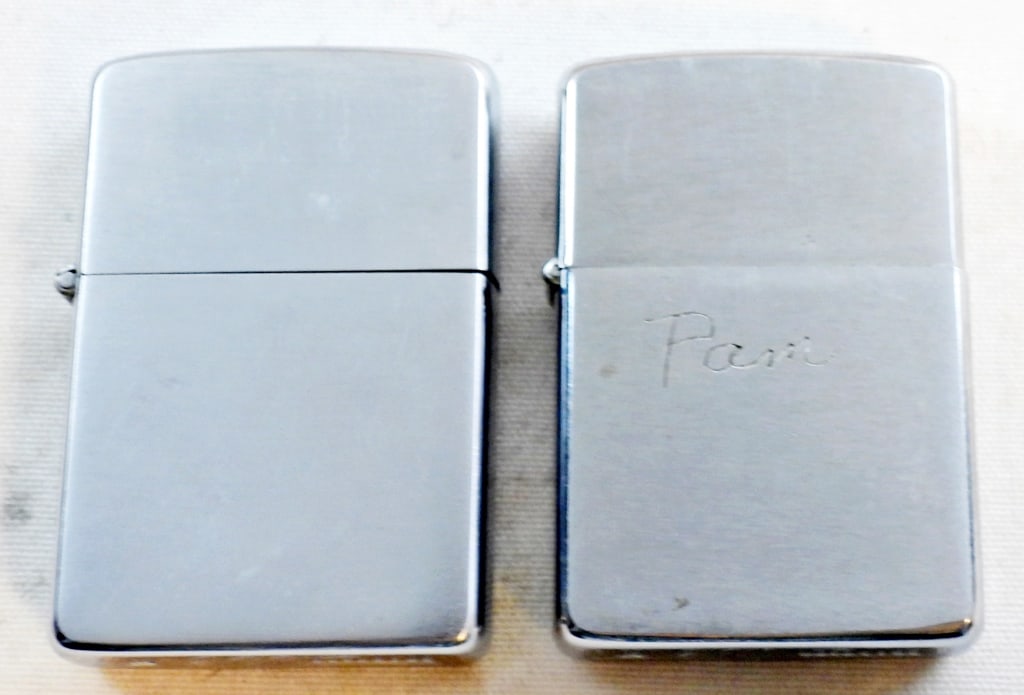 (2) VINTAGE BRUSHED CHROME ZIPPOS (1 of 4)