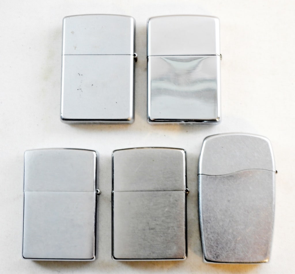 (5) VINTAGE BRUSHED CHROME ZIPPOS (1 of 4)
