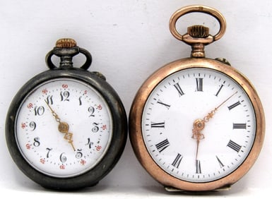(2) SMALL LADIES POCKET WATCHES .800