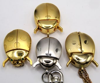 (4) LADY BUG QUARTZ WATCHES - UNTESTED