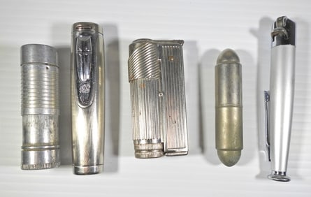 (5) UNIQUE VINTAGE LIGHTERS - TUBE LIKE