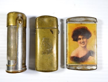 (3) VTG MATCH STICK CASES / METAL BOXES