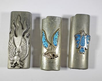 (3) VTG BIC LIGHTER CASES w/EAGLE