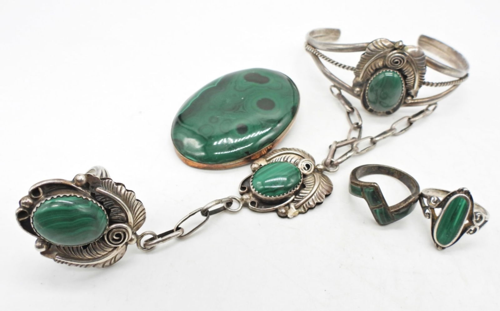 Vintage 925 Malachite Jewelry Set (1 of 5)