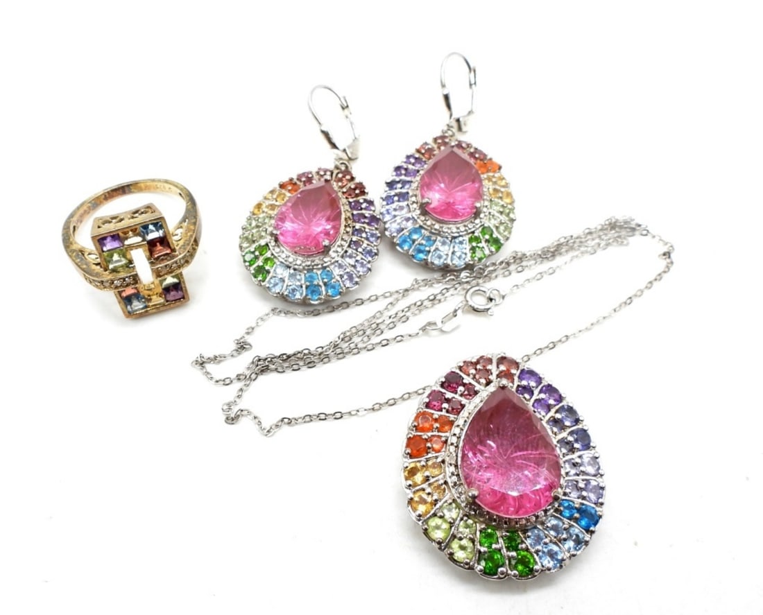 Sterling Multi-Colored Rhinestone Jewelry Set (1 of 4)