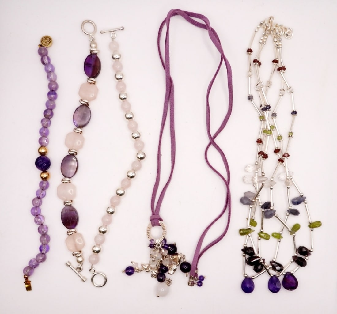 Sterling Rose Quartz & Amethyst Lot (1 of 2)