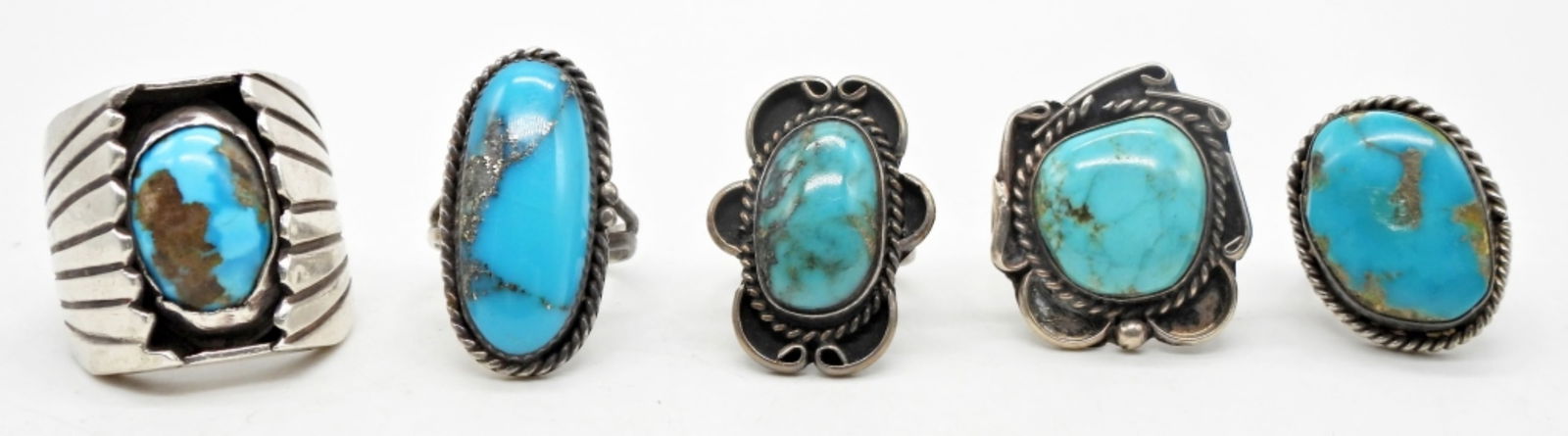 (5) STERLING SILVER & TURQUOISE RINGS (1 of 2)