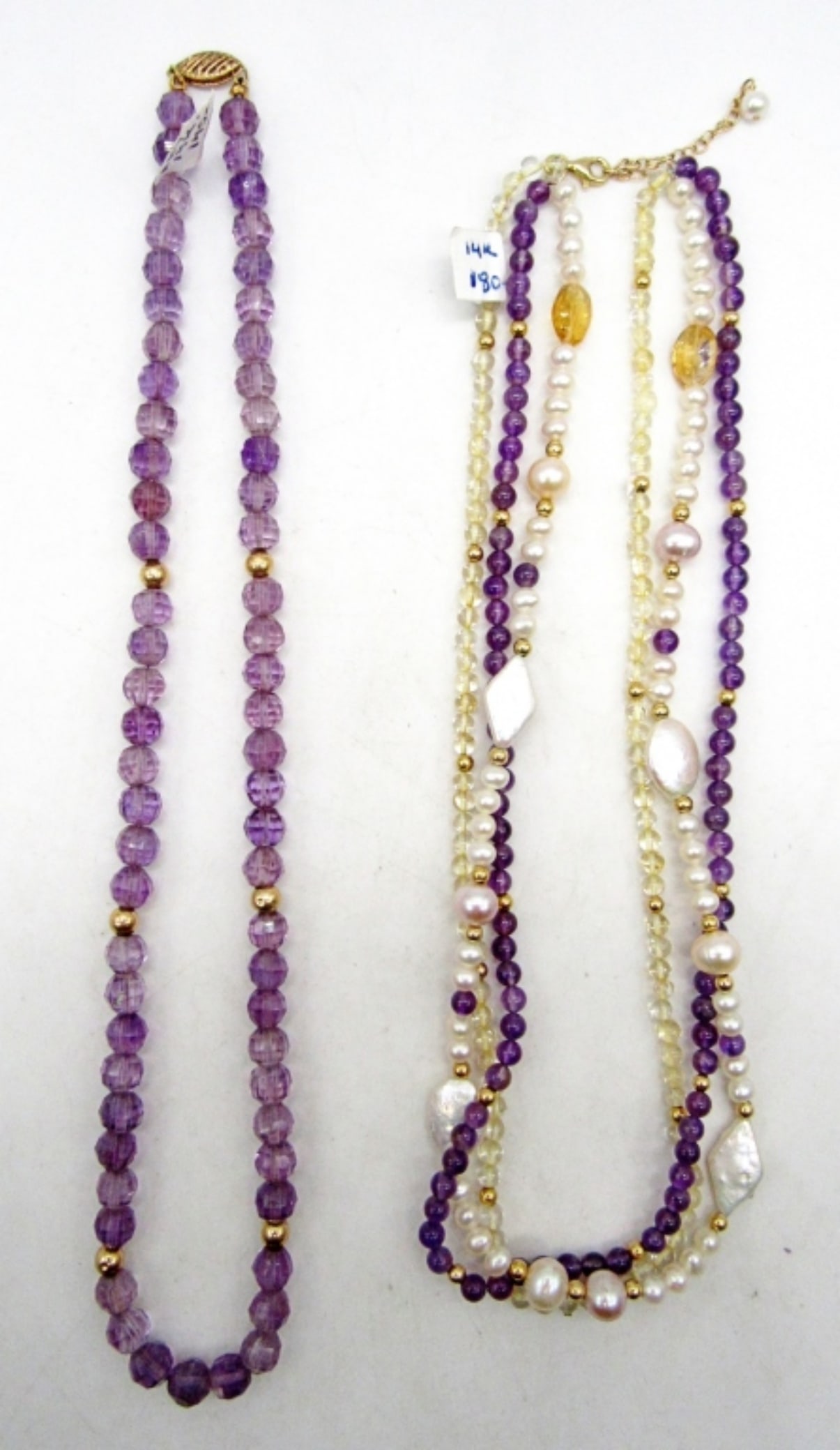 14K Gold Amethyst & Pearl Necklaces (1 of 2)