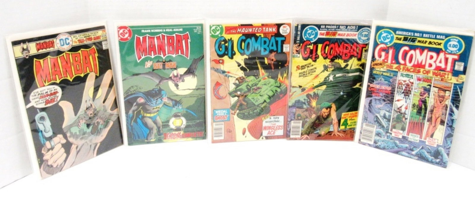 (5) G.I. COMBAT & MAN-BAT COMIC LOT: ALL DIFFERENT - MOSTLY FINE