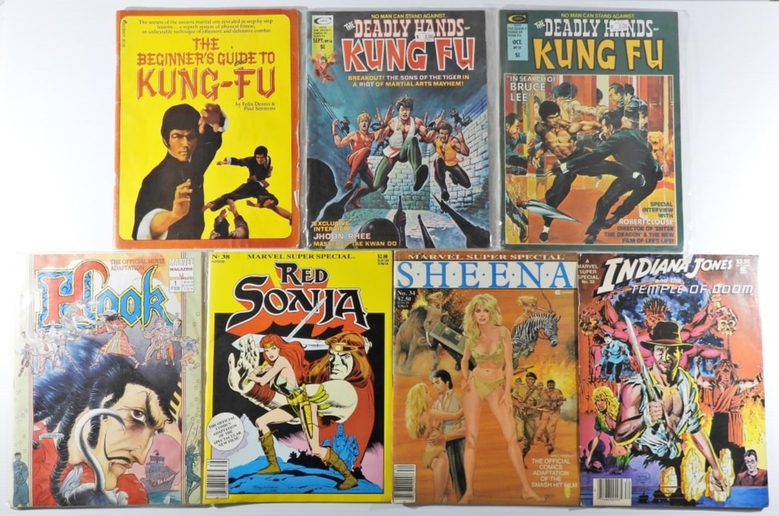 (7) OVERSIZE COMICS - KUNG-FU, HOOK,: RED SONJA, SHEENA, INDIAN JONES - MOSTLY VG/FINE