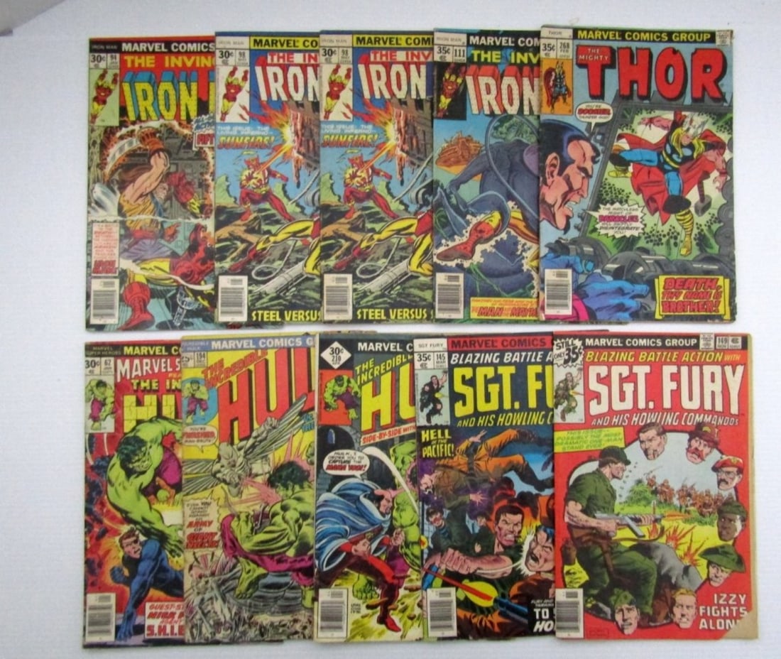 (10) Marvel Comics; Iron Man, Thor, Hulk, Sgt Fury (1 of 2)