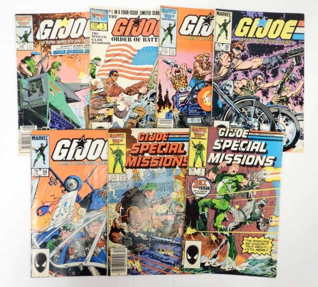 (7) G.I. JOE COMICS with (2) #1 ISSUES: ALL DIFFERENT - VG/GOOD