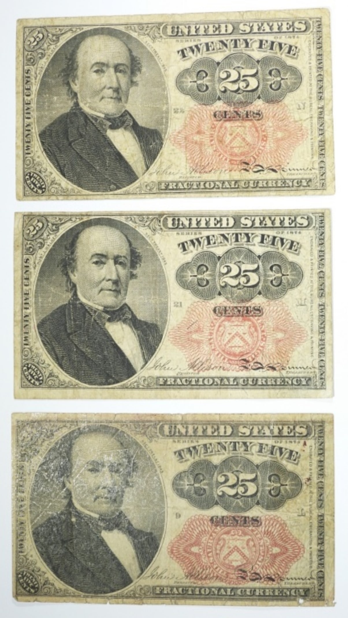 (3) 25 CENTS FRACTIONAL CURRENCY NOTES (1 of 2)