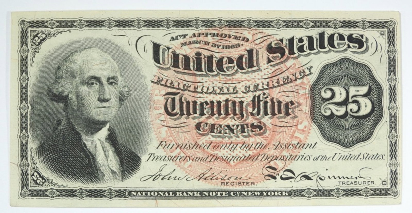25 CENTS FRACTIONAL CURRENCY NOTE (1 of 2)