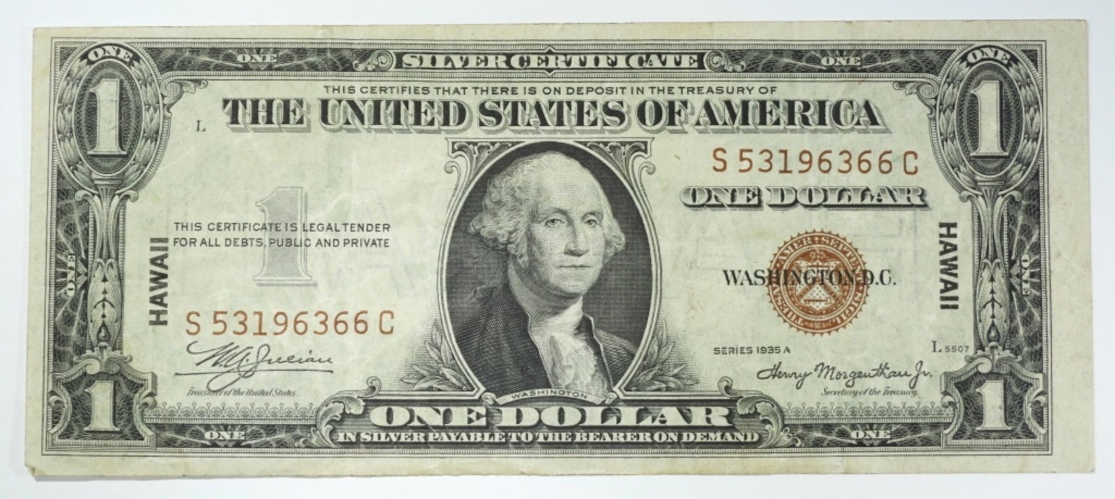 1935 A $1 HAWAII SILVER CERTIFICATE (1 of 2)
