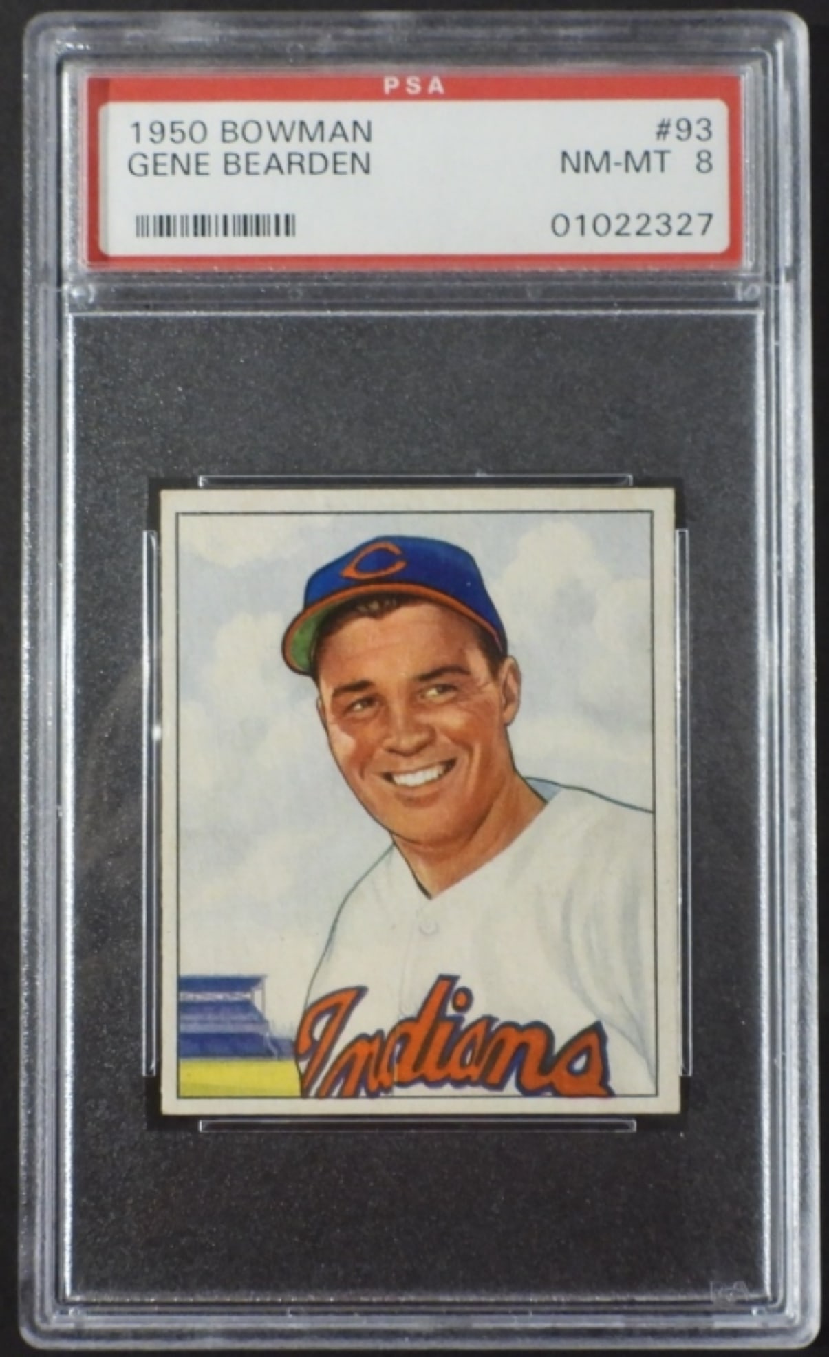 1950 BOWMAN #93 GENE BEARDEN PSA 8: HIGH GRADED CLEVELAND INDIAN