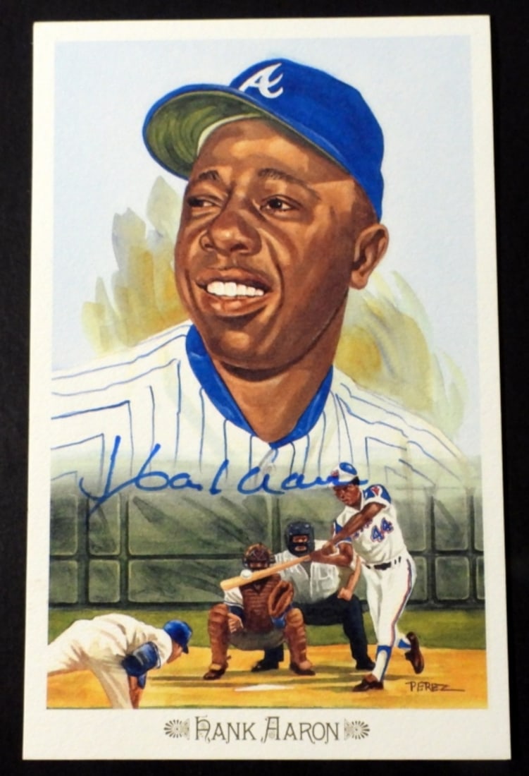 HANK AARON AUTO PEREZ STEELE CARD (1 of 2)