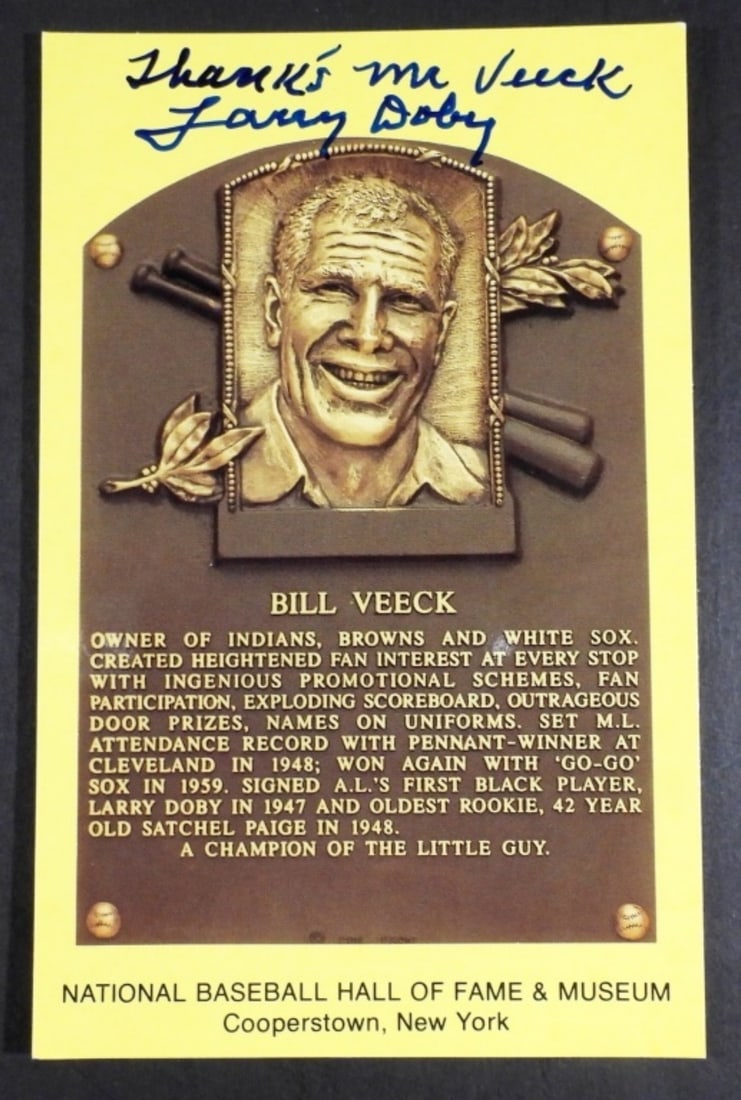 LARRY DOBY AUTOGRAPH PLAQUE POSTCARD (1 of 2)