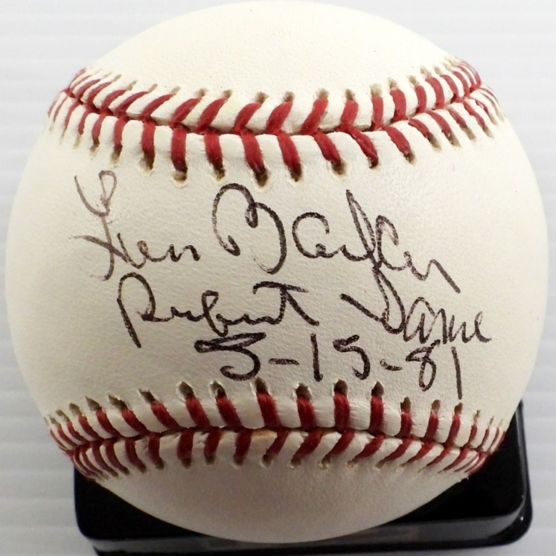 LEN BARKER AUTOGRAPH BASEBALL (1 of 2)