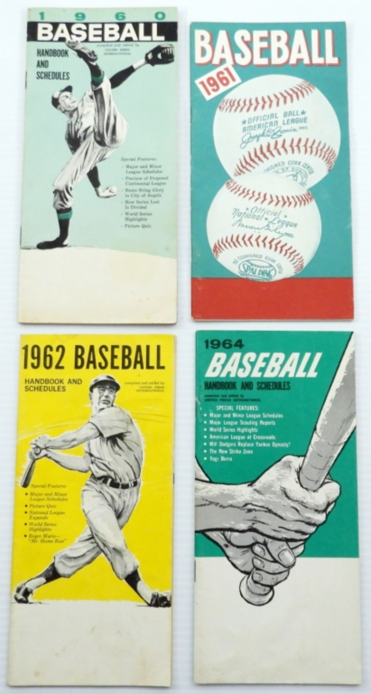 (4) 1960-'64 BASEBALL HANDBOOK/SCHEDULES: VGEX/EX