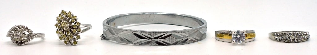 Silver Tone Rings & Bracelet (1 of 4)