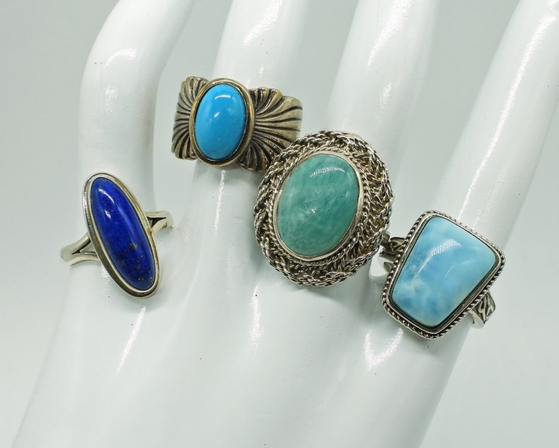 Sterling Vintage Blue Stone Rings (1 of 2)
