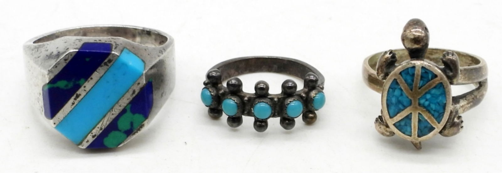 (3) STERLING SILVER & TURQUOISE RINGS (1 of 2)