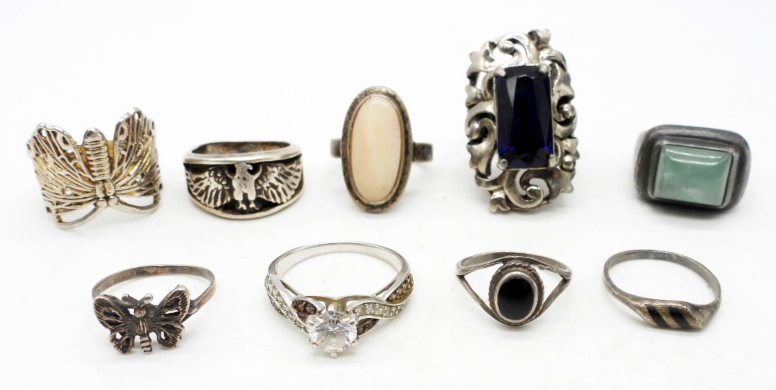 (9) VINTAGE STERLING SILVER RINGS (1 of 2)