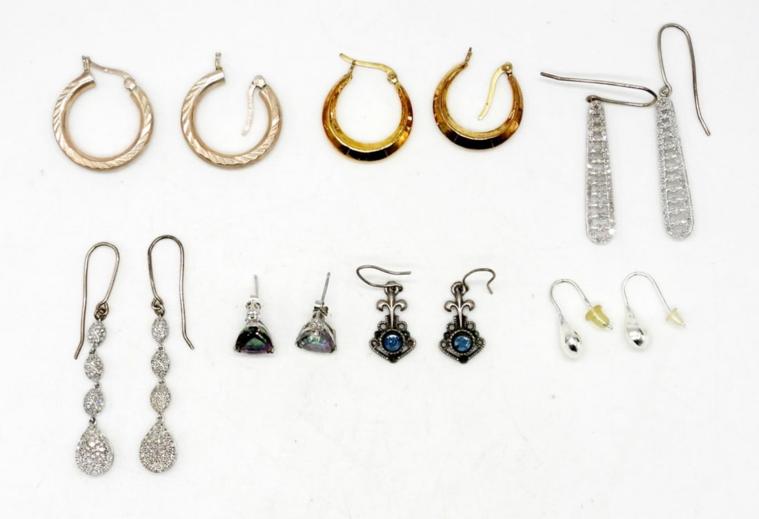 (7) PAIRS OF STERLING SILVER EARRINGS (1 of 2)