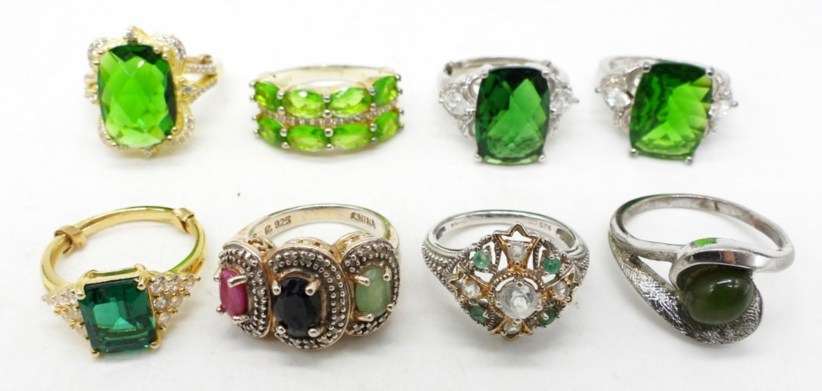 (8) STERLING RHINESTONE BLING RINGS (1 of 2)