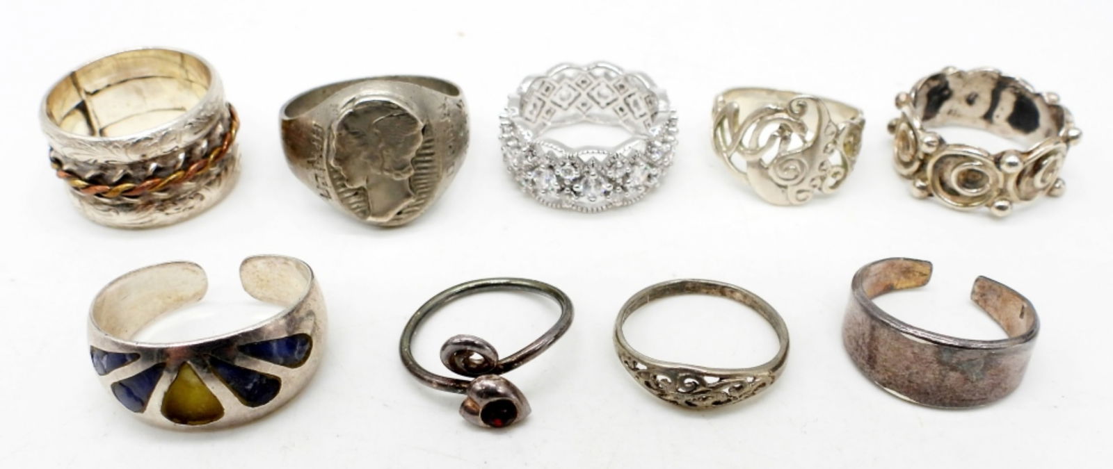 (9) VINTAGE STERLING SILVER RINGS (1 of 2)