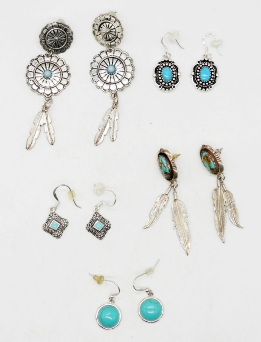 (5) pr SOUTHWEST STERLING EARRINGS (1 of 2)