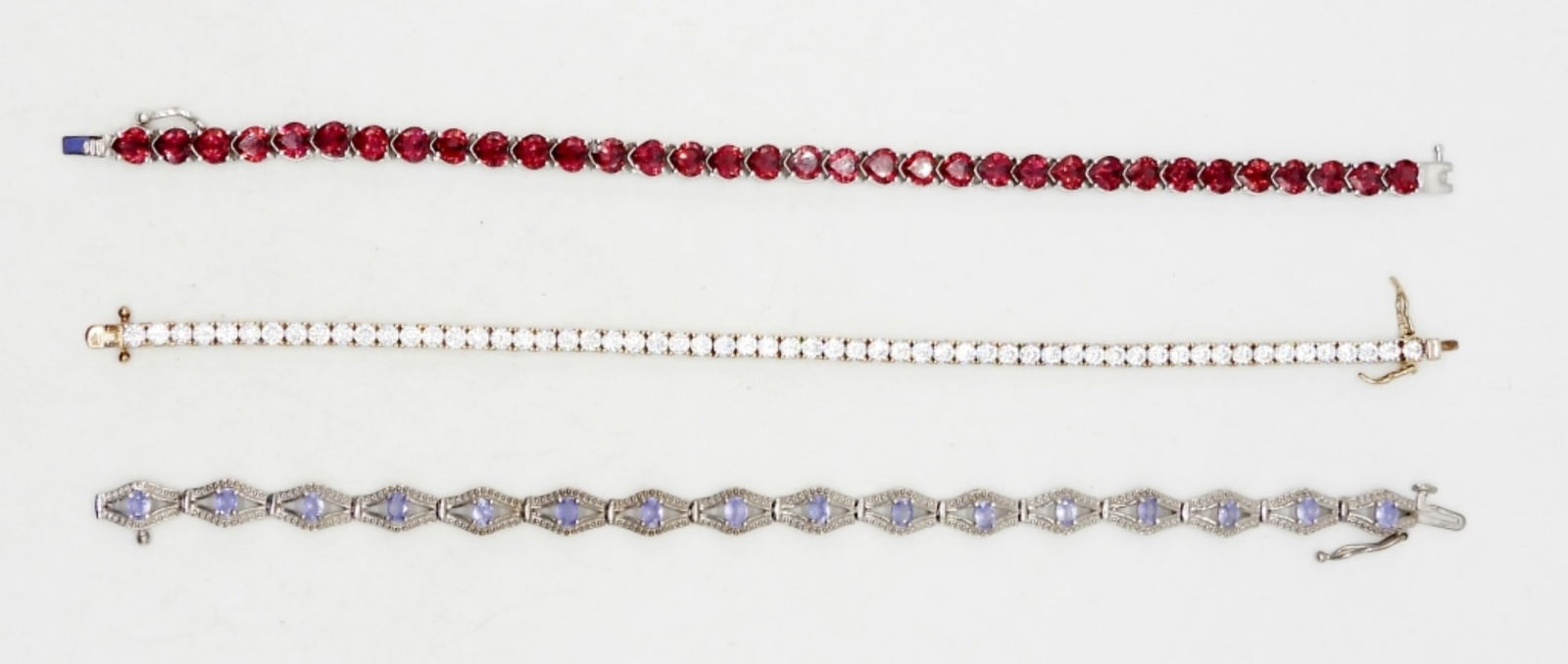 Vintage 925 Gemstone Tennis Bracelets (1 of 2)