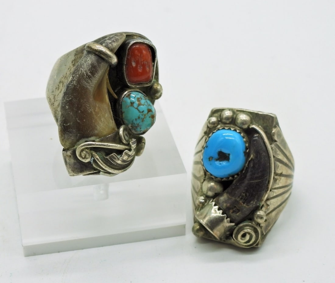 Vintage Navajo Bear Claw Rings 925 (1 of 3)